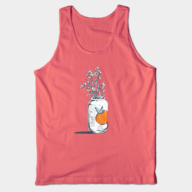 Wildflowers Orange Drink Can Farmcore Cottagecore Aesthetic Tank Top by Sassee Designs